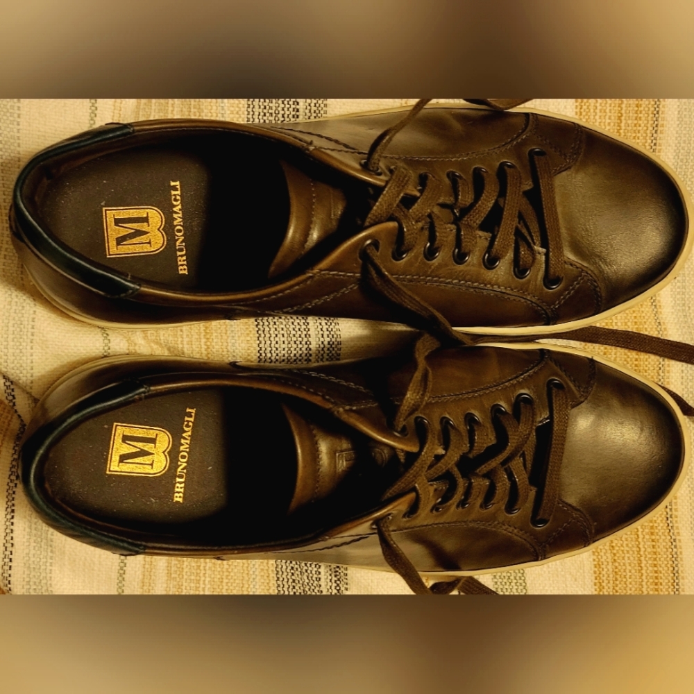 Bruno Magli Westy Brown Leather Sneakers
